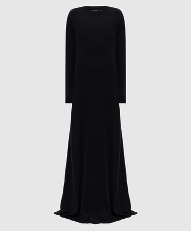 Eva Black Cashmere Open Back Maxi Dress