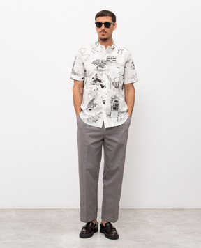 Thom Browne White shirt with Toile print MWS239AF1127