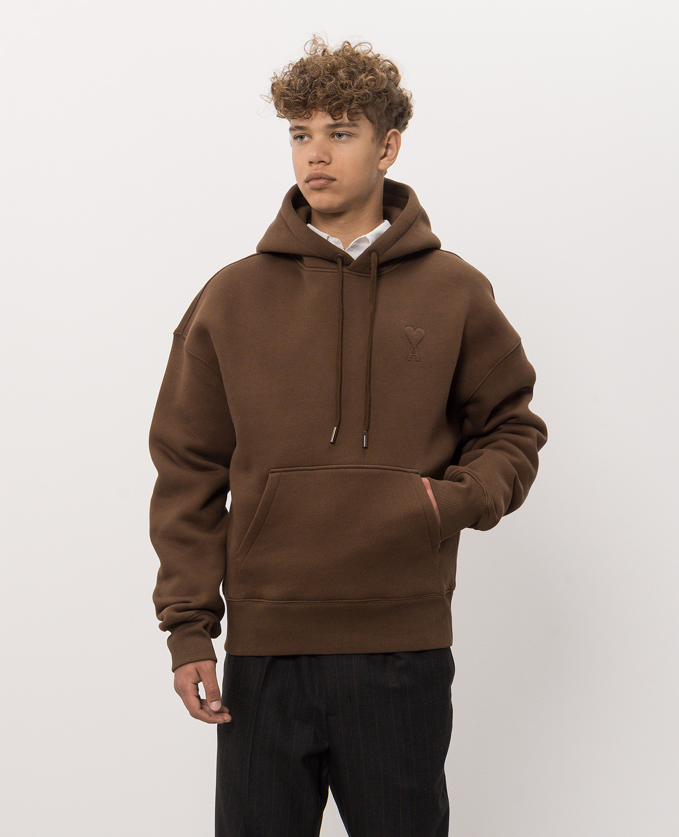 Brown insulated hoodie Ami Paris 3