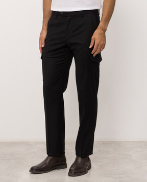 Stefano Ricci Black wool and silk cargo pants M1T6300190WK002V
