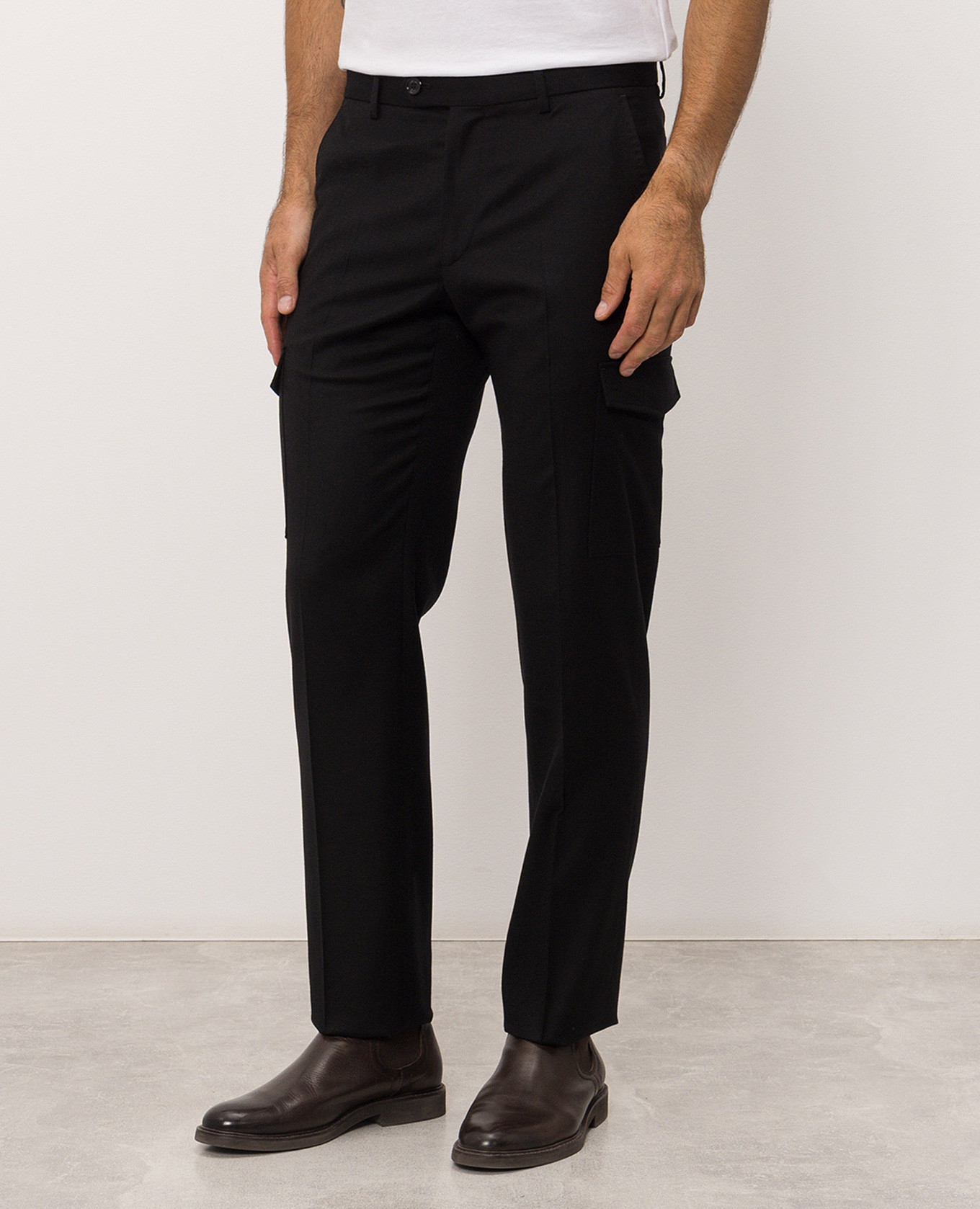 Black wool and silk cargo pants Stefano Ricci 3