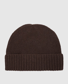Allude Brown cashmere hat with lapel 26511245