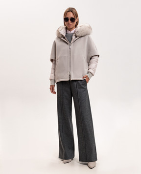 MooRER Beige PEGASO down jacket with fox fur PEGASOCWR