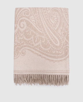 Etro Beige wool and cashmere plaid with Pegaso pattern UKCA0004AL296