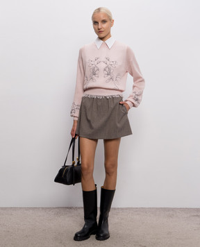 Twinset Pink sweater with floral embroidery 262AP3230