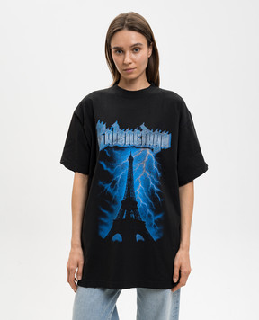 Balenciaga Black Paris Thunderstorm T-shirt 850345TUVE7