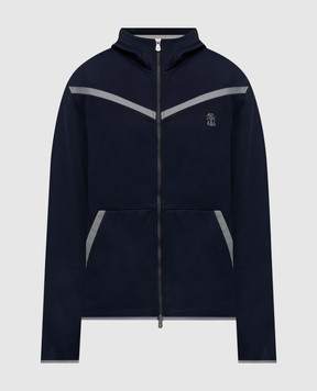 Brunello Cucinelli Blue sports jacket with emblem MM8433376G
