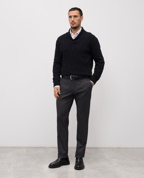 Florentino Blue sweater with patterned wool 225416520601
