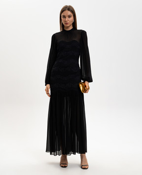 Twinset Black maxi dress with lace 261TP2784