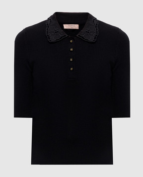Twinset Black ribbed polo shirt 262TP3380