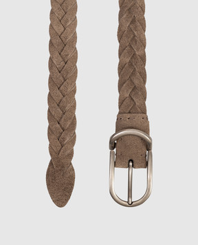 Brunello Cucinelli Brown suede braided belt MAURP333