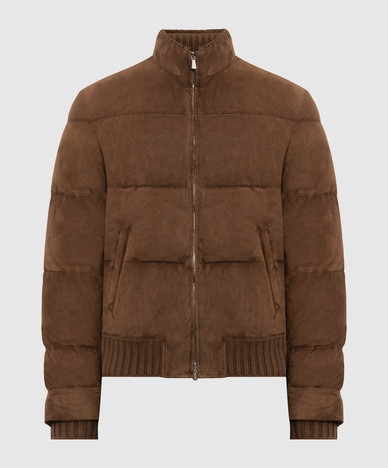 Brown suede down jacket
