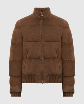 Enrico Mandelli Brown suede down jacket 4T117A7405