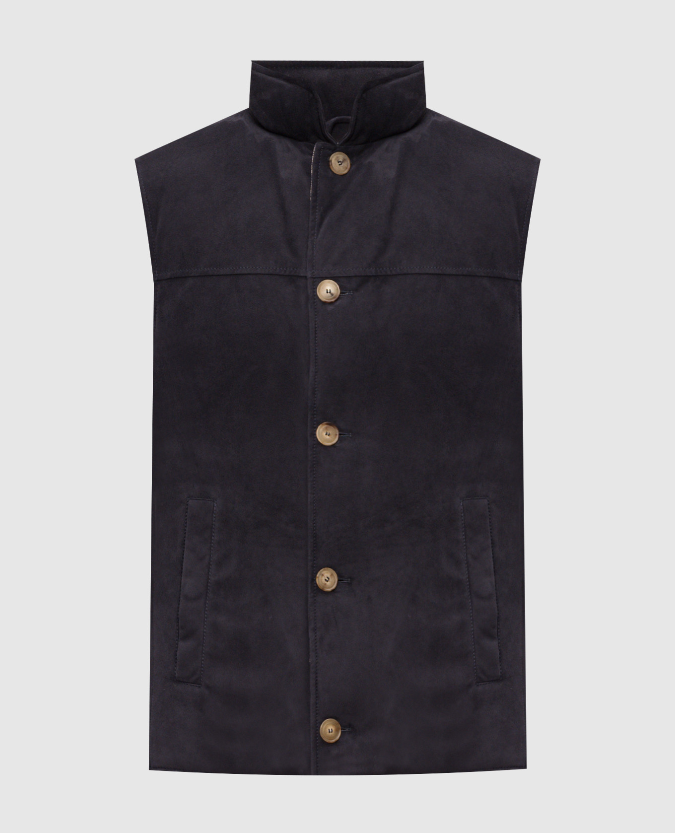 Blue suede down vest