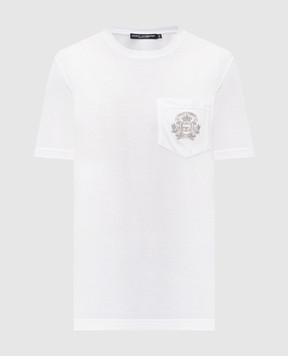 Dolce&Gabbana White T-shirt with logo embroidery G8RA2ZG7PZE