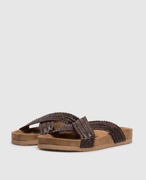 Dragon Brown leather flip-flops DGS65109