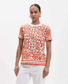 Dolce&Gabbana White T-shirt with branded print F8V42TGDDT6