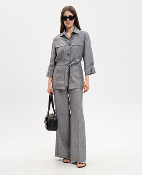 Peserico Gray linen shirt with belt S01225A02629