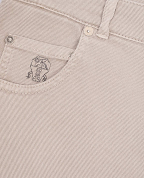 Brunello Cucinelli Children's beige jeans with logo patch B277PD317B