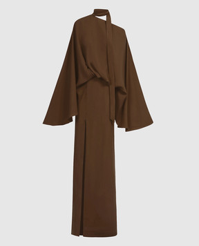 Taller Marmo Brooks brown one-shoulder maxi dress PF2631