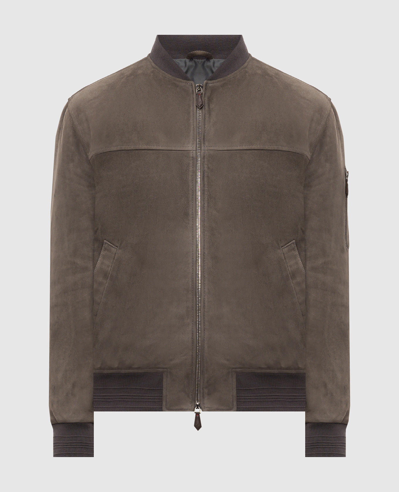 Gray suede bomber jacket