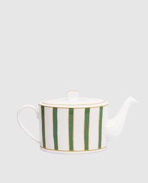 Geminiano Cozzi 1765 White porcelain teapot Striche Verdi e Oro JQCGP3369036