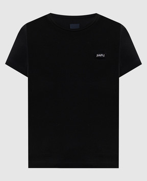 Juun.j Black T-shirt with logo patch JW6242W005