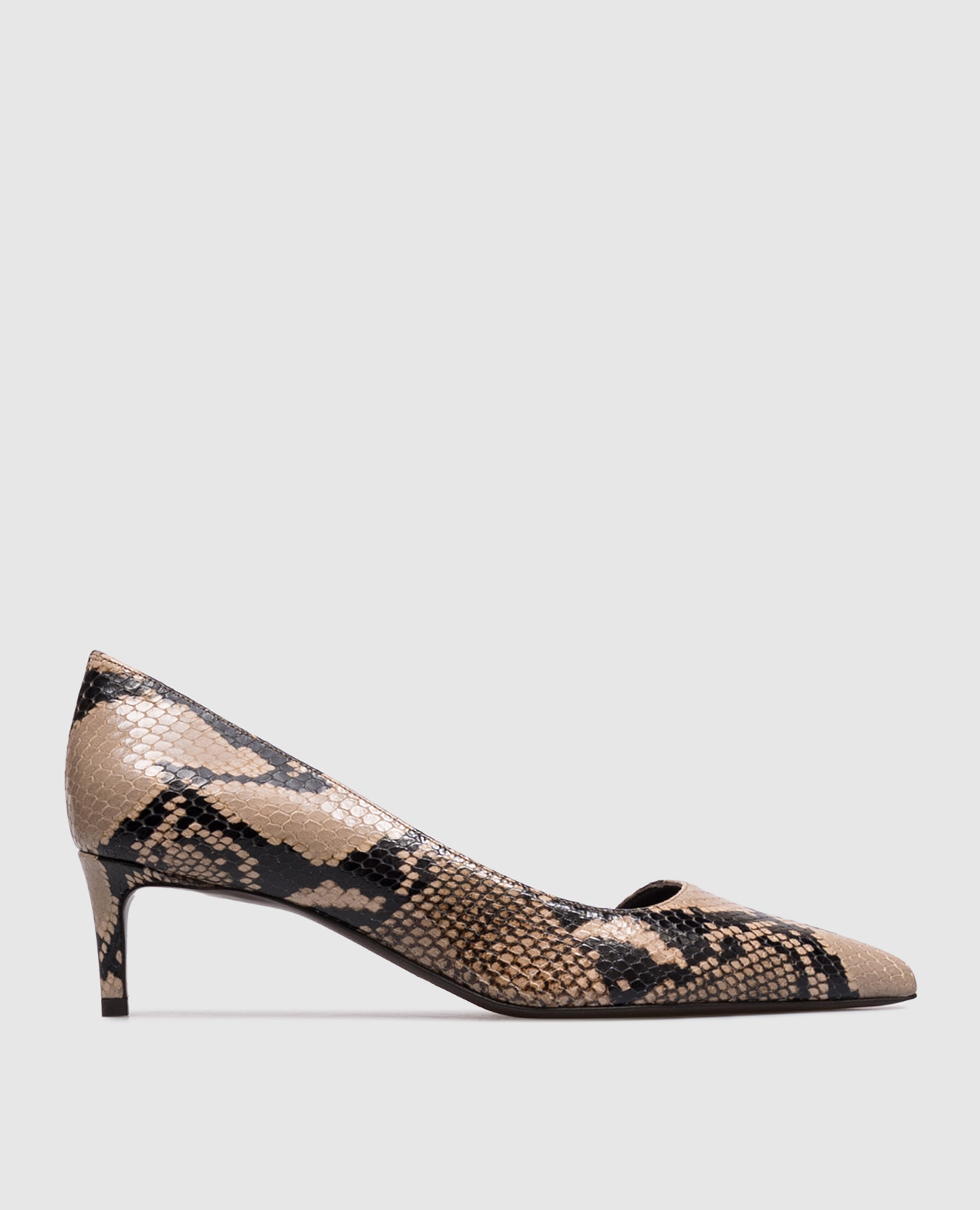 Jett D'Orsay brown leather shoes with reptile leather embossing Khaite