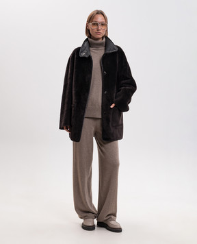 Simonetta Ravizza Brown double-sided Edo sheepskin coat F06CO208H21