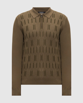 Stefano Ricci Brown cashmere and silk patterned polo shirt K808111P30F26376