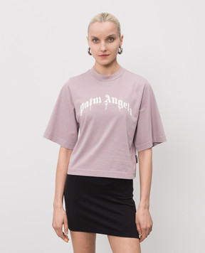 Palm Angels Purple T-shirt with logo print PWAA079S26JER004