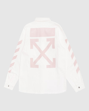 Off-White Children's white denim shirt with logo print 44GYD002S26D001