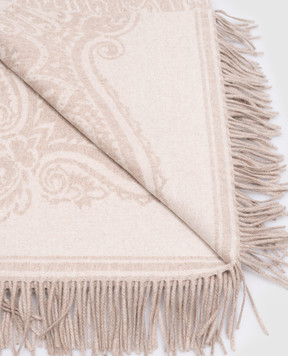 Etro Beige wool and cashmere plaid with Pegaso pattern UKCA0004AL296
