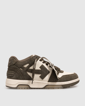Off-White Out Of Office khaki leather sneakers OF05728310