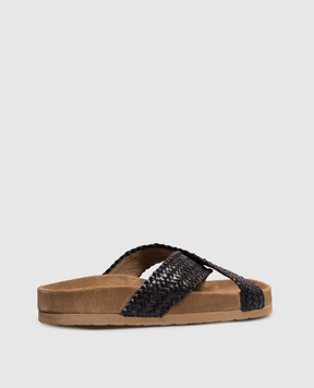 Dragon Black leather flip-flops DGS65109
