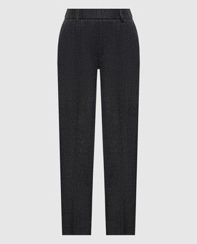 Peserico Gray wool pants with lurex A0419703359