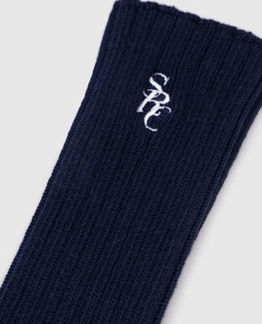 Sporty & Rich Blue socks with monogram embroidery AC09775302BL32