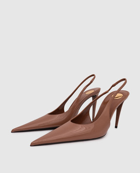 Saint Laurent GUERMATES brown patent leather slingbacks 870505AAD60