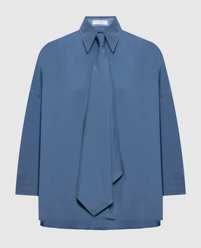 Brunello Cucinelli Blue shirt with a monil chain MP091M3A36