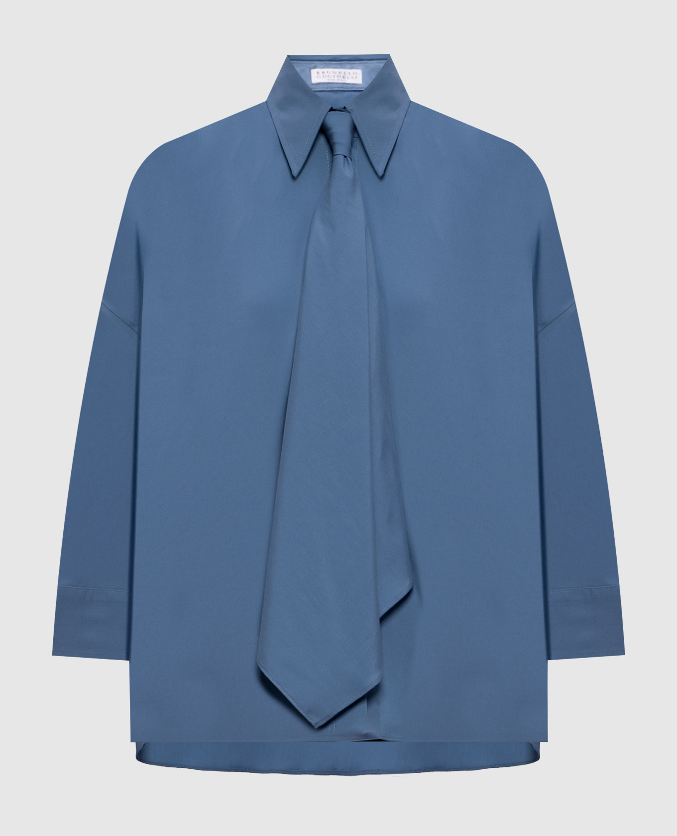 Blue shirt with a monil chain Brunello Cucinelli