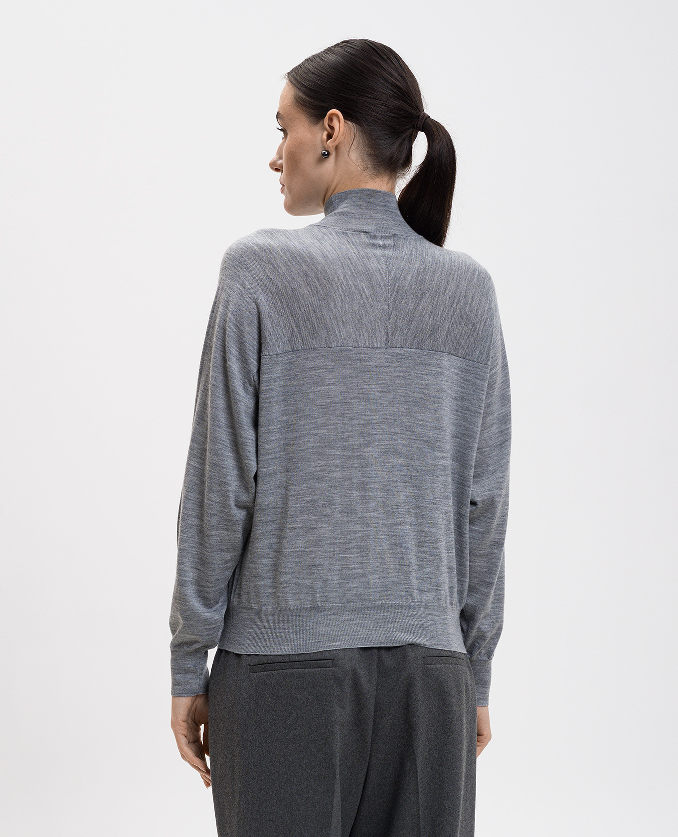 Grey melange wool golf jacket Peserico 4