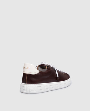 Versace Brown leather Greca sneakers 10242061A18384