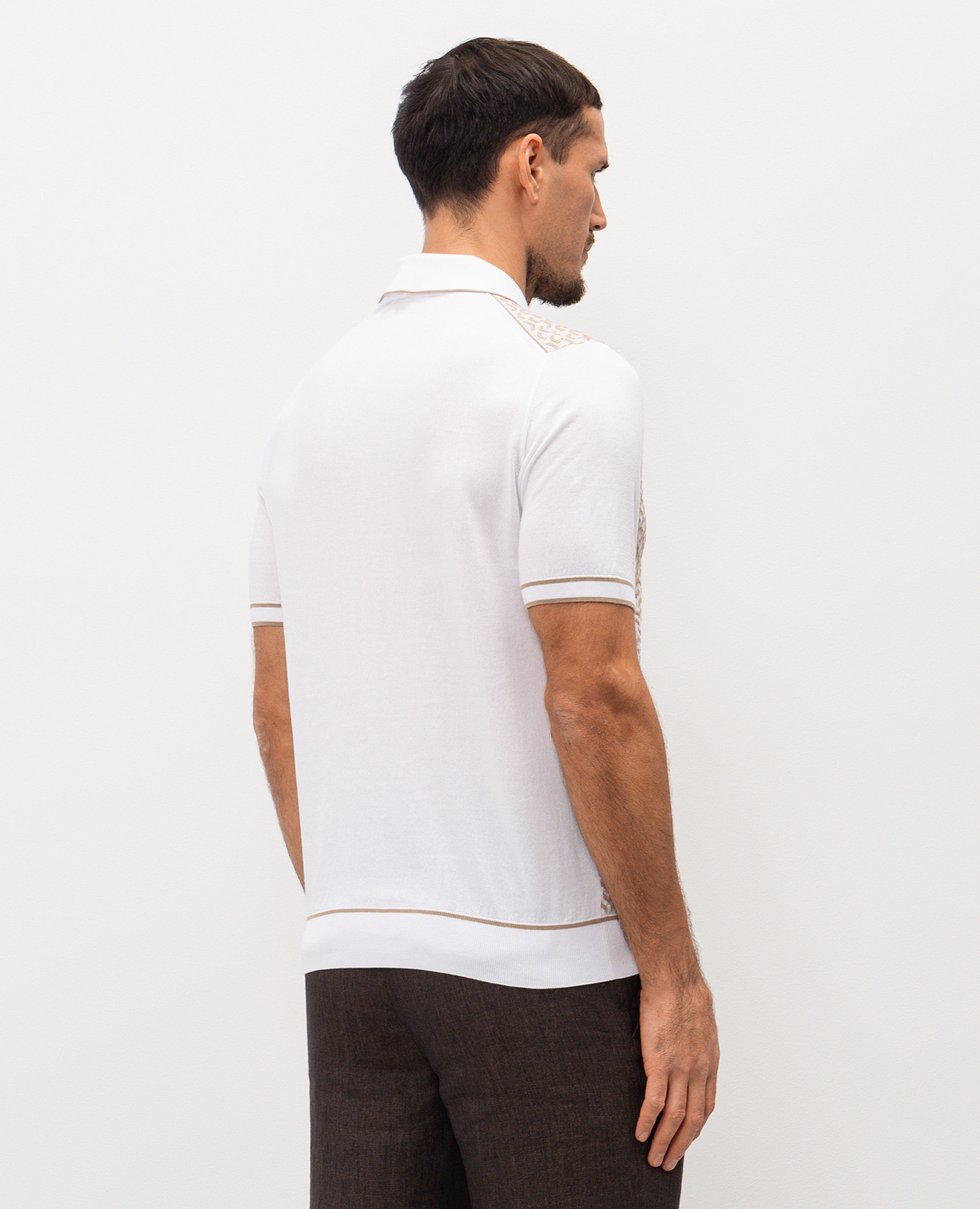 

White silk polo with logo Stefano Ricci