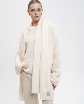 Toteme White alpaca wool scarf with logo 254WSC0115FB0510