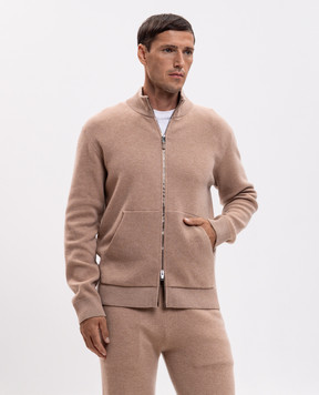 Canali Beige cardigan with wool and cashmere MK02487C1245
