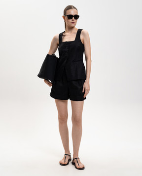 Faithfull Hardy black linen shorts FFC15BLK
