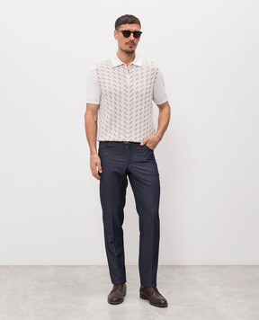 Stefano Ricci Blue wool, hemp and silk pants M1T80TA029WABK1U