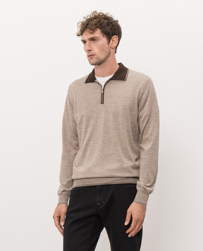 Castangia dal 1850 Beige wool, silk and cashmere polo shirt NCCA12H26I26