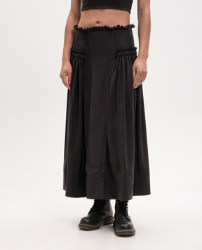 Ann Demeulemeester Ariel black silk midi skirt B0014011FA731