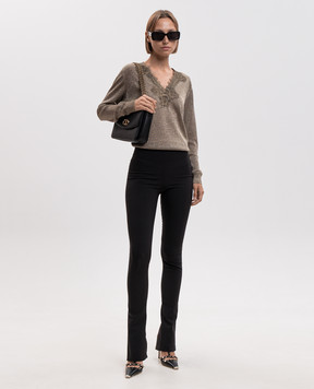 Valentino Khaki pullover with lace 9B3KC75CADG